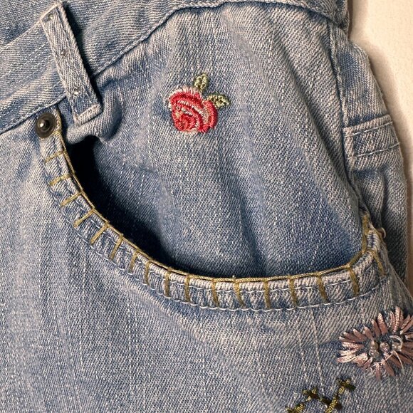 Vintage Boho Embroidered Floral Wide Leg Hight Waist Jeans Womens 14 Cottage - Picture 11 of 14